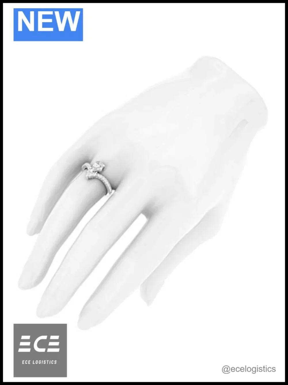 Sterling Silver Princess Crown Pear Simulated Diamond Engagement Ring